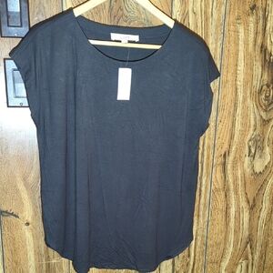 LOFT Women's Elegant Black Short Sleeve Top Size